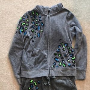 Girls Justice sparkly velour sweatsuit